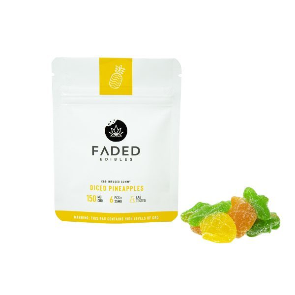 Faded Edibles – CBD 150mg Diced Pineapples | Kootenay Botanicals Canada