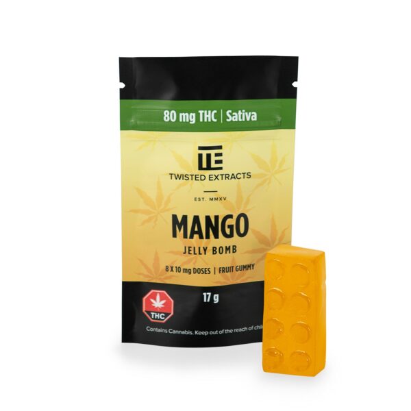 Twisted Extracts- Mango Jelly bomb – SATIVA – 80MG THC | Kootenay Botanicals Canada