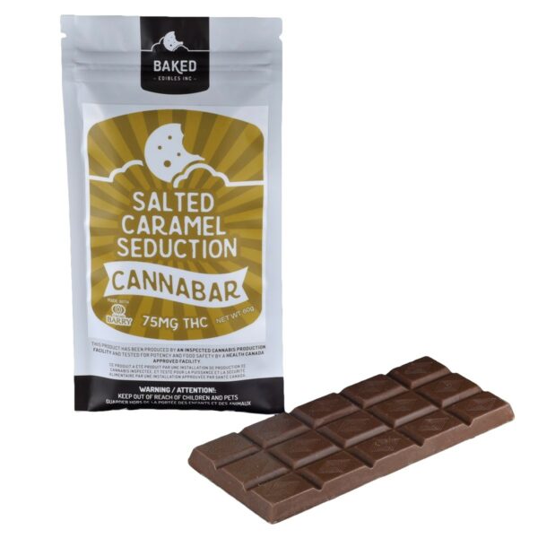 Baked Edibles – Chocolate Bar – Salted Caramel Seduction 75mg THC | Kootenay Botanicals Canada