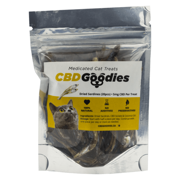 CBD Goodies – Medicated Cat Treats – Dried Sardines – 100mg CBD | Kootenay Botanicals Canada