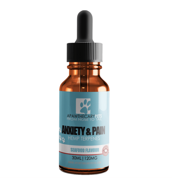 Apawthecary Pets – Anxiety & Pain Tincture – Seafood Medley Flavour 120mg | Kootenay Botanicals Canada
