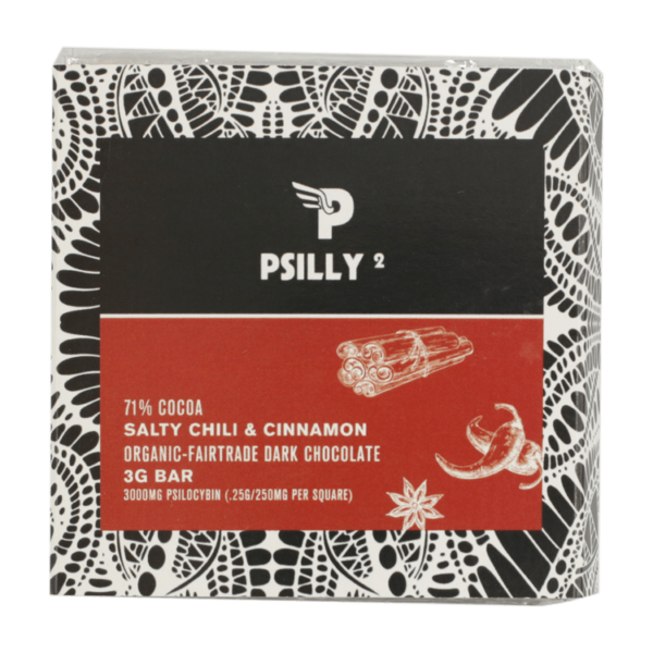 Psilly – Dark Chocolate Bar – Salty Chili & Cinnamon | Kootenay Botanicals Canada