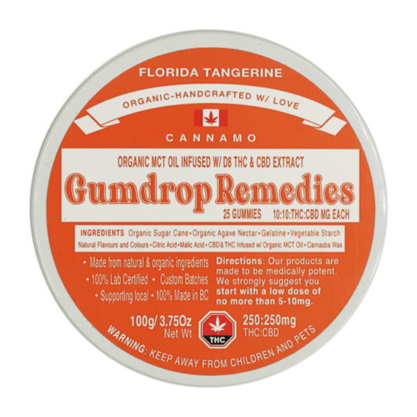 Gumdrop Remedies – Florida Tangerine 1:1 Gummies – 250mg THC/250mg CBD | Kootenay Botanicals Canada
