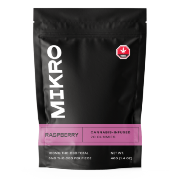 Mikro – 1:1 THC/CBD Gummies – 100mg – Raspberry | Kootenay Botanicals Canada