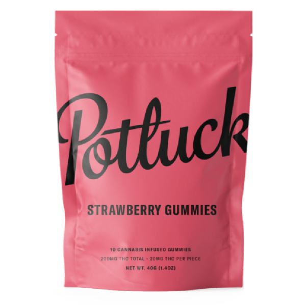 Potluck Extracts – Strawberry Gummies – 200mg THC | Kootenay Botanicals Canada