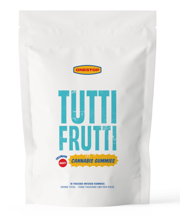 OneStop – Tutti Frutti 1:1 Gummies – 250mg THC / 250mg CBD | Kootenay Botanicals Canada